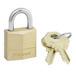 Cadenas à clé Masterlock 120EURD en laiton massif 20 mm