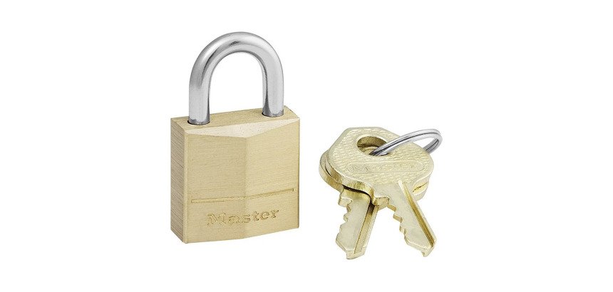 Cadenas à clé Masterlock 120EURD en laiton massif 20 mm