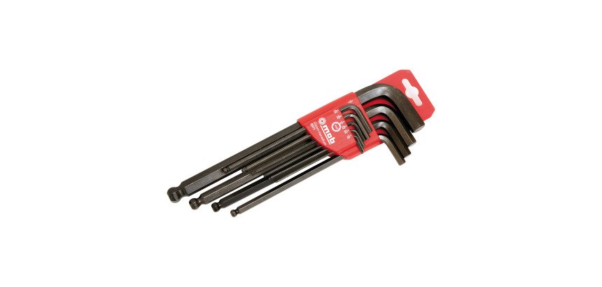 Étui de 10 clés mâles sphériques en pouces Mob