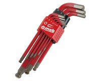 Etui van 9 lange bolvormige inbussleutels met magneet Mob