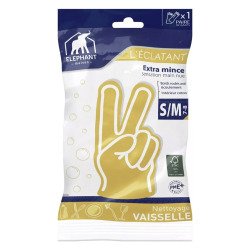 Gants vaisselle L'Eclatant latex jaune seconde peau - La paire, taille S/M