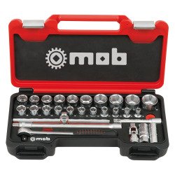Coffret Box 1/2'' Mob - 28 pièces, 6 pans, Cliquet rond avec mousse de protection