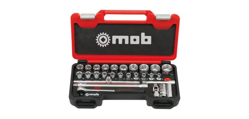 Coffret Box 1/2'' Mob - 28 pièces, 6 pans, Cliquet rond avec mousse de protection