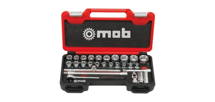 Coffret Box 1/2'' Mob - 28 pièces, 6 pans, Cliquet rond avec mousse de protection