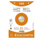 Fiche bristol 148 x 210 mm quadrillée 5 x 5 coloris assortis perforée Exacompta - Boîte de 100