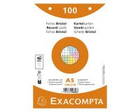 Ficha Bristol 148 x 210 mm cuadriculada 5 x 5 colores surtidos perforada Exacompta - Caja de 100
