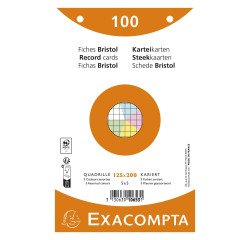Ficha Bristol 125 x 200 mm cuadriculada 5 x 5 colores surtidos perforada Exacompta - Caja de 100