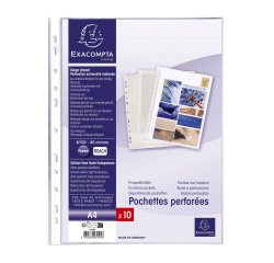 Fundas multitaladro lisas de PVC Exacompta A4 8/100e - Caja de 100
