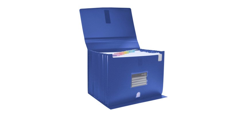 Clasificador con fuelle extensible azul cierre V-lock