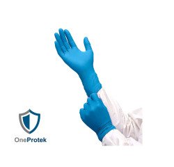 Einweg-Nitrilhandschuhe, unbehandschuht, dick mit langen Stulpen - Box mit 100 Handschuhen