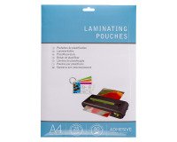 Adhesive back glossy A4 80 µ plastic pouches - Box of 25