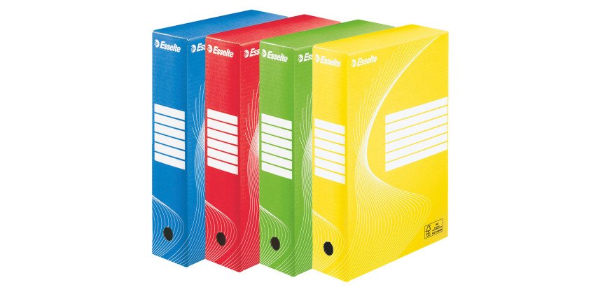Cardboard archive box Esselte Vivida - 8 cm spine - Assorted colors - Pack of 10