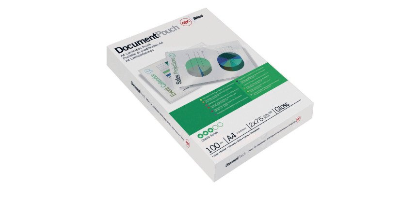 Pochettes de plastification GBC A4 2 x 75 µ brillantes - Boite de 100