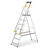 Scala pieghevole con corrimano e mensola Drabest per uso professionale in alluminio, 7 gradini