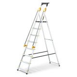 Scala pieghevole con corrimano e mensola Drabest per uso professionale in alluminio, 8 gradini