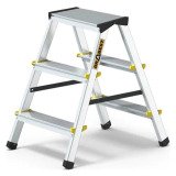 Scala pieghevole Drabest a doppia salita per uso professionale e domestico in alluminio, 3 gradini