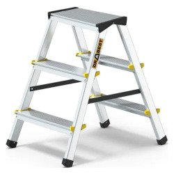 Scala pieghevole Drabest a doppia salita per uso professionale e domestico in alluminio, 3 gradini
