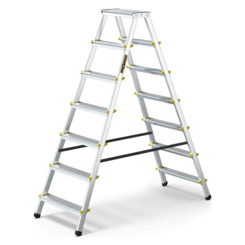 Scala pieghevole Drabest a doppia salita per uso professionale e domestico in alluminio, 7 gradini
