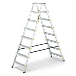 Scala pieghevole Drabest a doppia salita per uso professionale e domestico in alluminio, 8 gradini