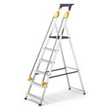 Scala pieghevole con corrimano e mensola Drabest per uso professionale in alluminio, 6 gradini