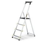 Scala pieghevole con mensola Drabest per uso professionale in alluminio, 4 gradini