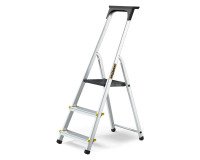 Scala pieghevole con mensola Drabest per uso professionale in alluminio, 3 gradini