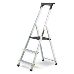 Scala pieghevole con mensola Drabest per uso professionale in alluminio, 3 gradini