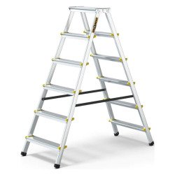 Scala pieghevole Drabest a doppia salita per uso professionale e domestico in alluminio, 6 gradini