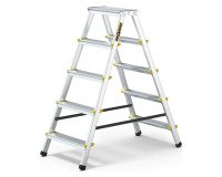 Scala pieghevole Drabest a doppia salita per uso professionale e domestico in alluminio, 5 gradini