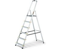 Scala pieghevole con mensola Drabest per uso professionale in alluminio, 6 gradini