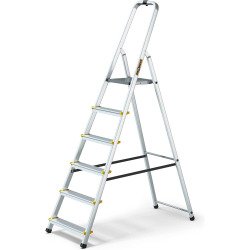 Scala pieghevole con mensola Drabest per uso professionale in alluminio, 6 gradini