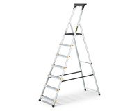 Scala pieghevole con mensola Drabest per uso professionale in alluminio, 7 gradini