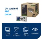 Tork Panni assorbenti per pulizia industriale grigi W4, morbidi e flessibili - 4 confezioni da 120 panni