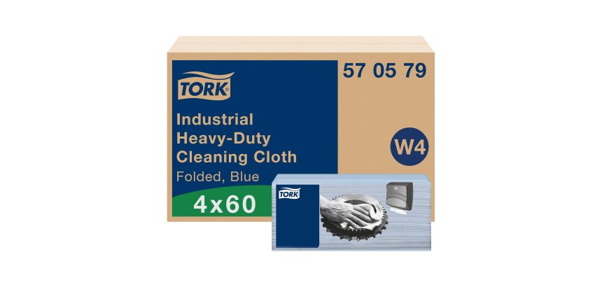 Tork Panno ultraresistente per pulizia industriale blu W4 - 4 confezioni da 60 panni