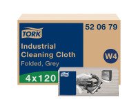 Tork Panni assorbenti per pulizia industriale grigi W4, morbidi e flessibili - 4 confezioni da 120 panni