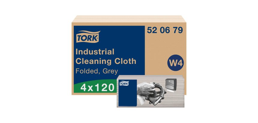 Tork Panni assorbenti per pulizia industriale grigi W4, morbidi e flessibili - 4 confezioni da 120 panni