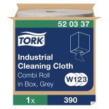 Tork Panni per pulizia industriale grigi W1/2/3, riutilizzabili, 1 rotolo da 390 strappi