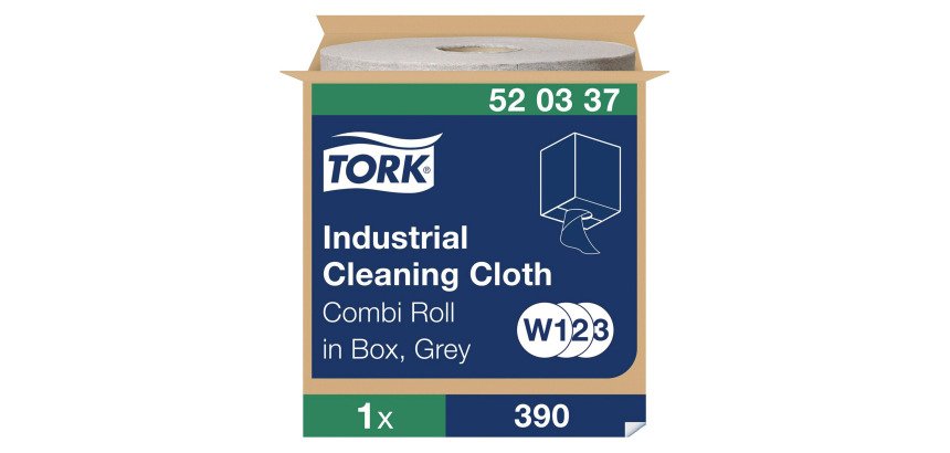 Tork Panni per pulizia industriale grigi W1/2/3, riutilizzabili, 1 rotolo da 390 strappi
