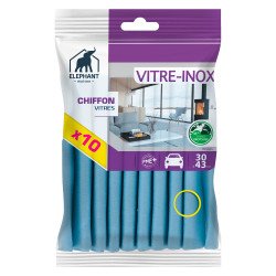 Chiffons vitres et inox Eléphant - Paquet de 10