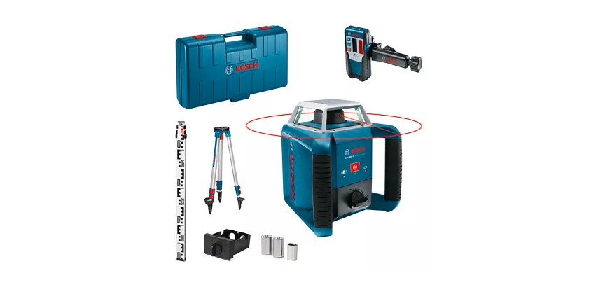Laser rotatif GRL 400 H Set Bosch Professional + Cellule de réception LR 1 + Trépied BT 152 + Mire GR 2400