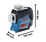 Laser Lignes Bosch Professional GLL 3-80 C + Support BM 1 + Batterie GBA 12V 2.0Ah