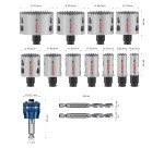 Coffret de scies trépans Bosch PRO Multi Matière PC Plus, 14 pièces