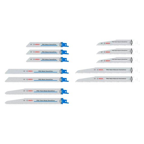 Kit de 12 lames PRO Démolition pour scie sabre Bosch Professional
