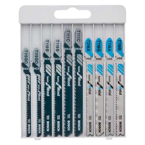 Cassette de 10 lames Basic bois et métal Bosch Professional pour scies sauteuses