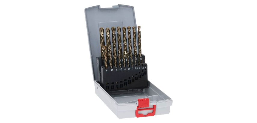 Koffer met 19 Bosch PRO RVS HSS-Co spiraalboren