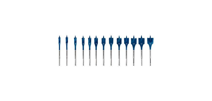 Set of 13 flat wood drill bits by Bosch EXPERT Self Cut Speed