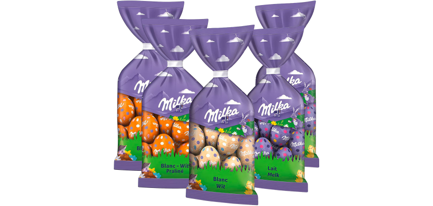 Milka Schokolade Ostereier - Sortiment - 5 Beutel à 100 g