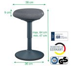 Tabouret ergonomique assis - gris - Leitz Ergo