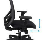 Chaise de bureau ergonomique Nodi Noir, tissu et maille, avec accoudoirs 3D et appui-tête, mécanisme synchrone + régalge profondeur d'assise, pieds noirs