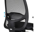 Chaise de bureau ergonomique Nodi Noir, tissu et maille, avec accoudoirs 3D et appui-tête, mécanisme synchrone + régalge profondeur d'assise, pieds noirs